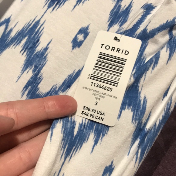 Blue and white high neck spring/summer top - Picture 3 of 4